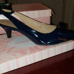 Navy Blue and Gold Dress Heels